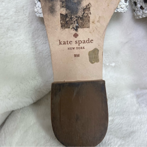 Kate Spade Berlin White Woven Leather Slides Sandal Shoes Women's Size 9 - Picture 4 of 6